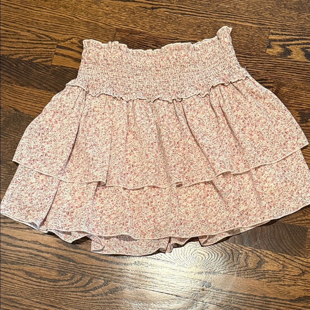 Katie J NYC  Floral Tiered Smocked Skater Skirt